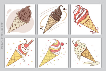 ice cream icon. 6 Different styles
