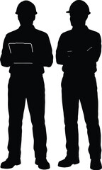 Two silhouettes of construction workers images