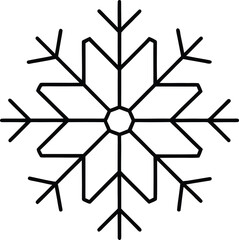 snowflake icon vector line art on transparent background