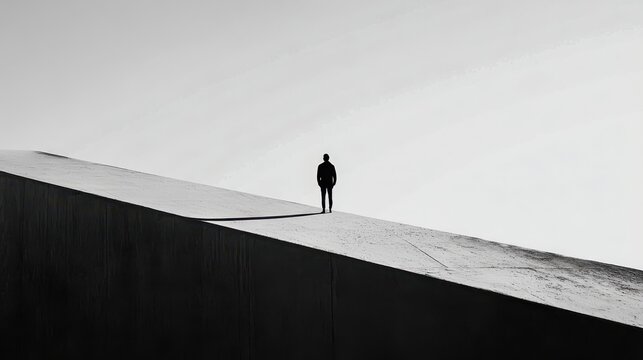minimalist outline horizon with silhouette shapes and low angle shadow stretch