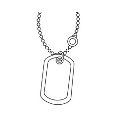 Outline of a military dog tag necklace with a blank space for text isolated on transparent background