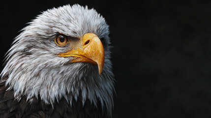 Fototapeta premium Majestic Bald Eagle with Vibrant Blue and Red Lighting on Black Background