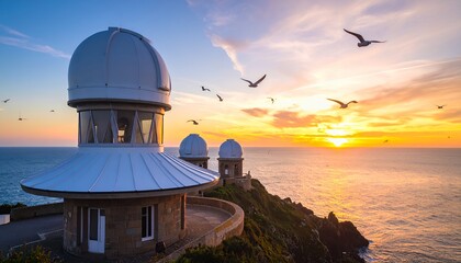 Obraz premium Coastal Observatory at Sunset.