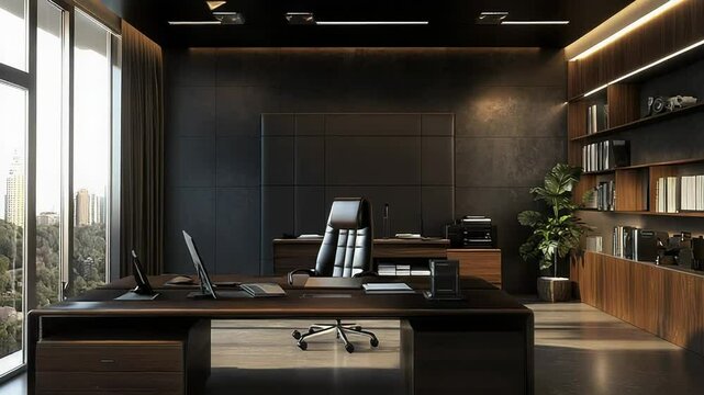 Modern luxurious ceo office interior with city view
