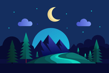 a nature template at night stock illustration