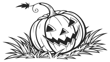 Halloween pumpkin jack o lantern coloring page vector illustration for kids and adults to print