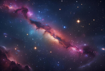 Fototapeta premium Deep Space View of a Colorful Nebula and Starfield