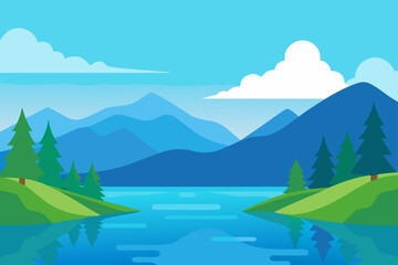 tranquil lake stock illustration