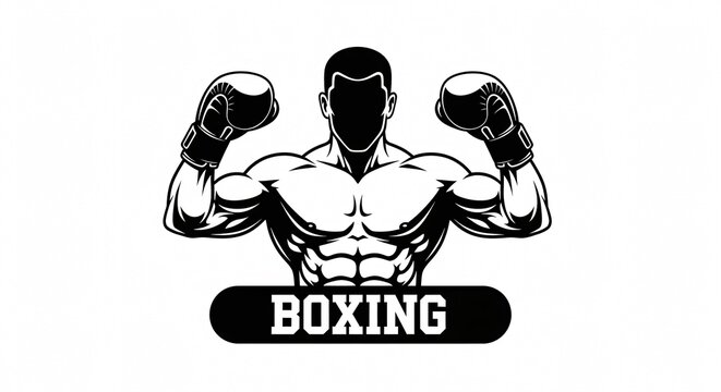 Powerful Boxing Champion: A Striking Vector Graphic for Fitness & Sport Branding