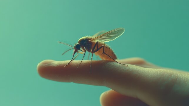 Close-up of a mosquito on a finger (1)