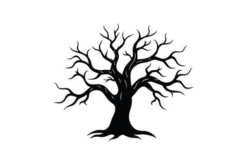 Silhouette art illustration of a spooky tree.eps