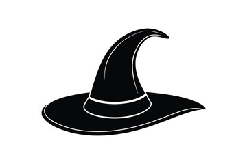 Fototapeta premium Silhouette art illustration of a witch's hat with curved tip.eps