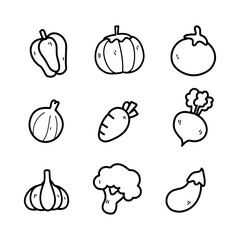 Vegetable icon set  vector illustration silhouette