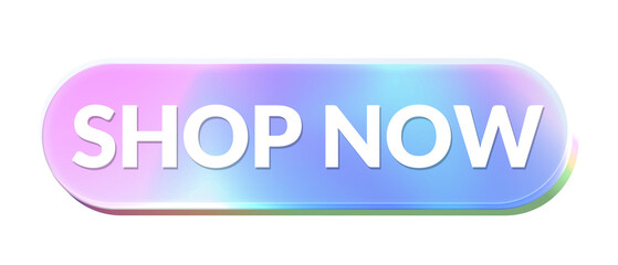 Shop Now Holographic Button – Glossy Futuristic Ecommerce UI Element
