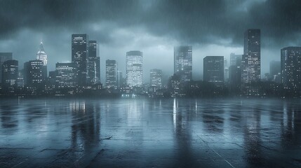 Obraz premium Night city skyline reflection