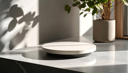 Round Platform with Plant and Shadow for Product Display