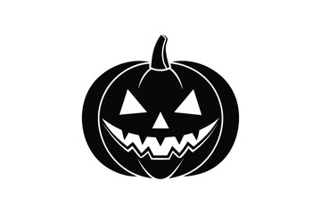 Silhouette vector art illustration of a grinning jack-o'-lantern pumpkin.eps