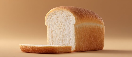 Sliced loaf of bread showcases a slice for food photography and culinary applications