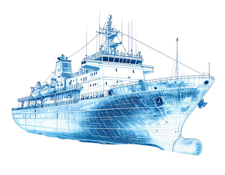 Blueprint Ship Illustration