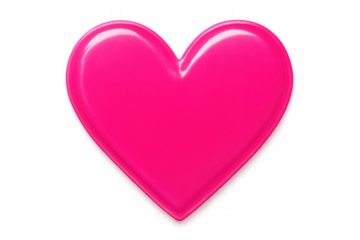 Pink heart representing romantic feelings, glowing with passion and love, set on transparent backdrop for seamless digital design integration
