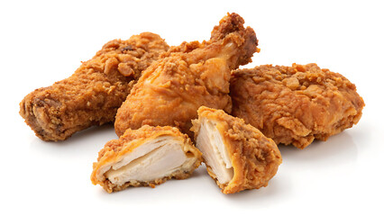 Fried Chicken Crispy Drumstick On White Background Southern Food Style