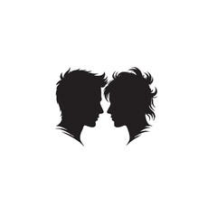 Two Faces in Conflict Silhouette on White Background – Vector Illustration for Emotional Tension, Duality, and Symbolic Opposition Concepts