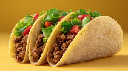 Tacos with Meat Lettuce and Tomato for a Mexican Food Meal