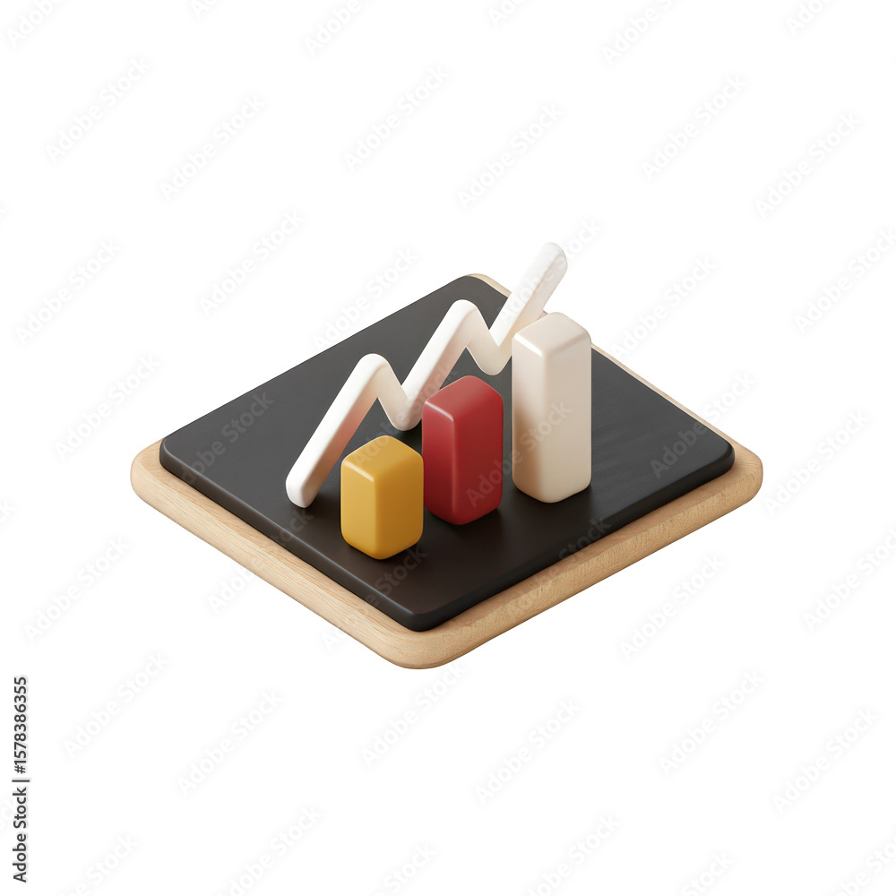 Poster a 3d render of a business chart isolated on transparent background shows a bar graph and line graph 