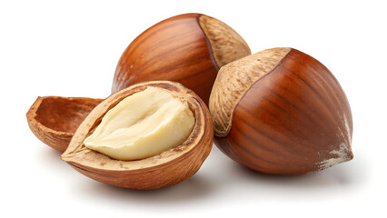 Hazelnut Whole Or Cracked On White Background Nutritious Snack Food