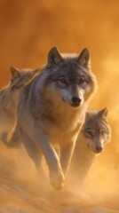 Wolf pack hunting in the wilderness showcases animal behavior and wildlife survival