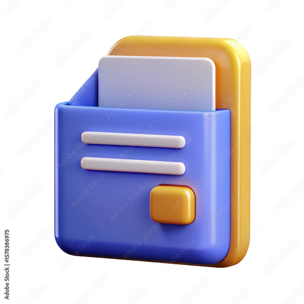Aufkleber a 3d rendering of a file folder icon with a card isolated on transparent background