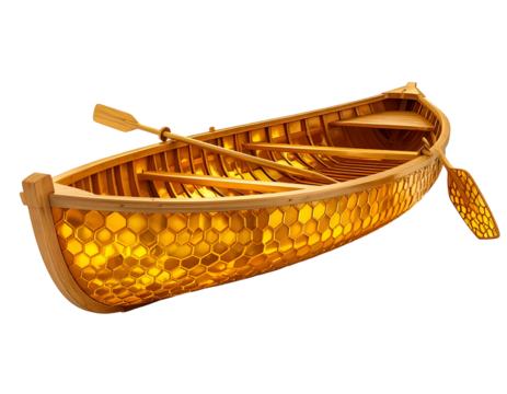 Golden Honeycomb Rowboat 3D Illustration