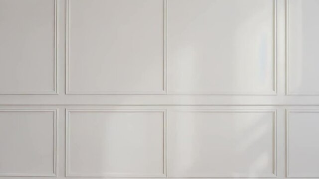 Classic white wall with wainscoting in empty room with parquet floor