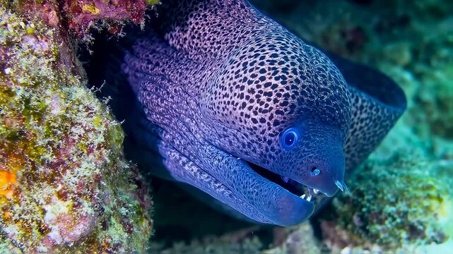Close-up of a Moray Eel in a Coral Reef