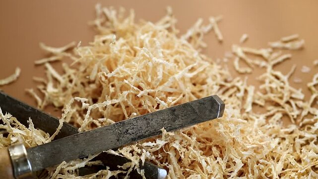 Carpentry work with wood tools