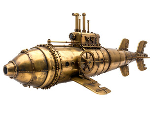 Fototapeta premium Brass Steampunk Submarine 3D Render