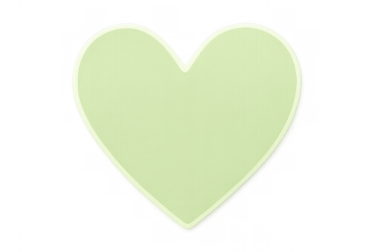 Green heart icon representing love, expressing tender feelings against transparent backdrop, ideal for romantic design elements