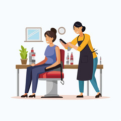 Professional barber working with client in barbershop