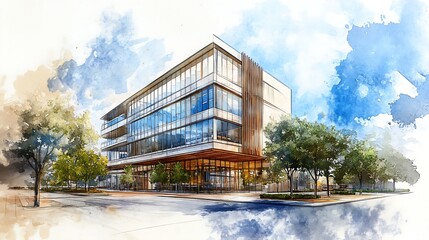 Modern building exterior rendering