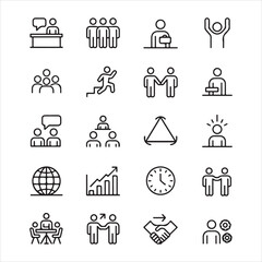 Business Teamwork & Office Line Icons Pack