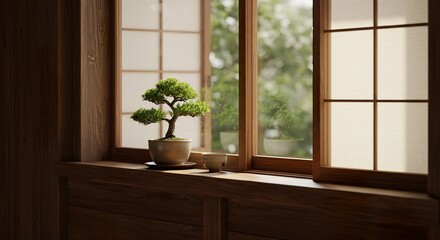 Fototapeta premium window with flowers and plants