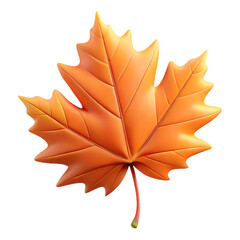 Vibrant Autumn Maple Leaf 3D Render of a Single Orange Fall Leaf, Perfect for Seasonal Designs and Fall-Themed Projects