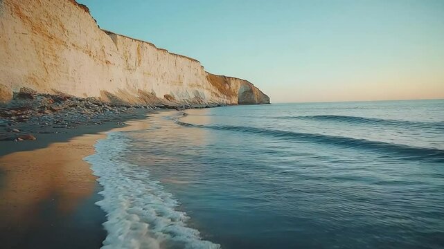 white chalk cliffs near dover english seascape, video	
