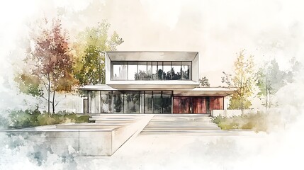 Modern house exterior rendering