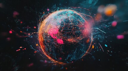 Obraz premium Global Network, Digital Earth