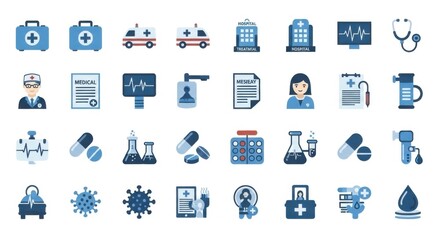 Fototapeta premium Medical Icons Set for Health Care and Hospital Contexts