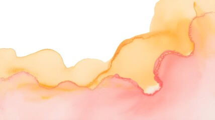 Abstract watercolor fluid art with soft orange and pink gradients and textured edges