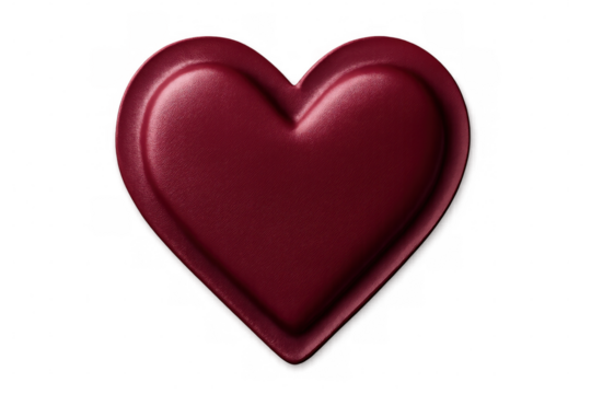 Heart-shaped icon in vibrant red, representing emotional connection, floating against transparent backdrop, ideal for love-themed design