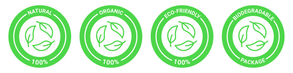 Natural Organic Biodegradable and Eco-Friendly Product Label Set for Sustainable and Green Packaging Design