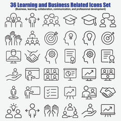 Fototapeta premium Learning business communication professional development icons